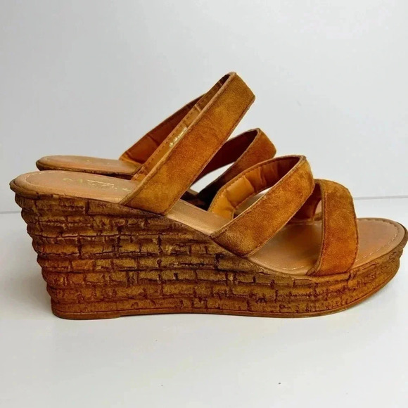 Mariella cork wedges sandals, heeled, 9, open toe,  brown Beach Pool Resort NEW - Picture 4 of 9